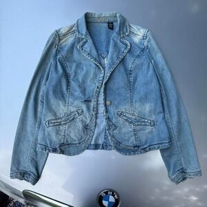 Kikit jeans Y2K Light blue denim jacket with embroidered details